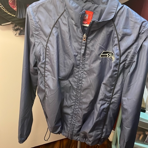 Blue Windbreaker Jacket with Seattle Seahawks Logo - Picture 1 of 6